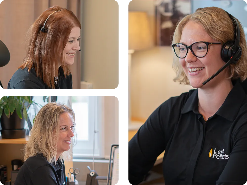 Collage of Laxå pellets customer service team